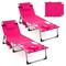 Folding Outdoor Lounge Chair with Adjustable Backrest and Cushioned Face Pillow